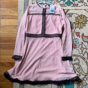 ☀️NWT Girls Pink Dress w/Black Lace Details